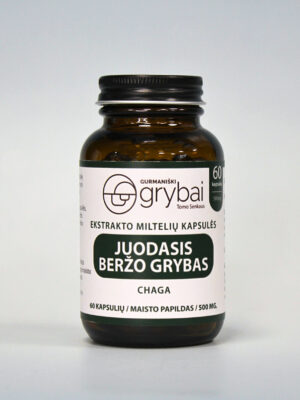 Juodojo beržo grybo (chaga) maisto papildas, 60 kapsulių