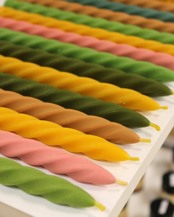 Twisted coloured beeswax candle, various colours | PlanBee