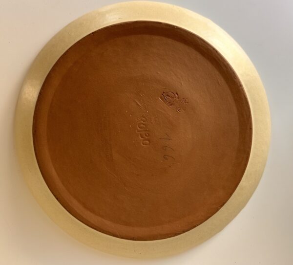 Vintažinė keraminė lėkštė su rudu ornamentu, 30 cm